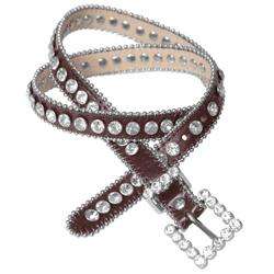 Journee Collection Womens Rhinestone Embellished Skinny Belt 