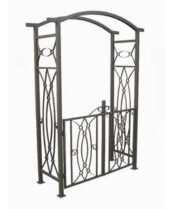 Constaine Wrought Iron Garden Arbor with Gate  Overstock