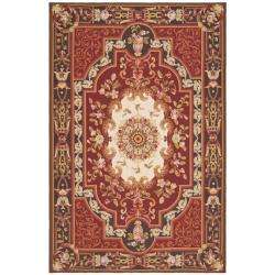 Hand knotted French Aubusson Red Wool Rug (12 x 18)  Overstock