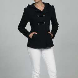   Collection Womens Black Fleece Military Pea Coat  Overstock