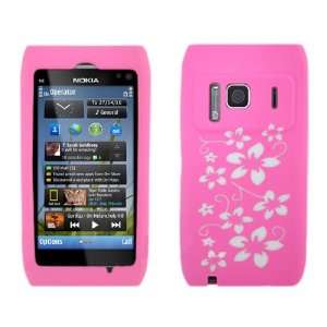   baby pink nokia floral silicone case cover for n8 with free deliver