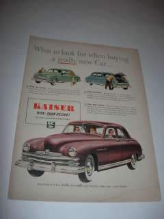 1949 KAISER FRAZER 4 DOOR CAR PRINT AD  