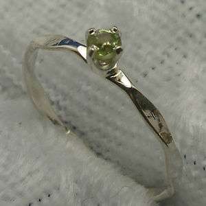 Peridot Baby Ring, Hand Crafted Sterling, August Birth  
