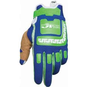   Life Line Mens Vented MotoX Motorcycle Gloves   Green/Blue / X Small