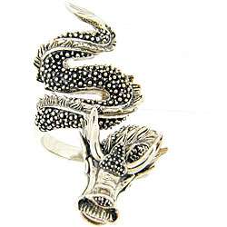   Leigh Sterling Silver Cubic Zirconia Dragon Ring  Overstock