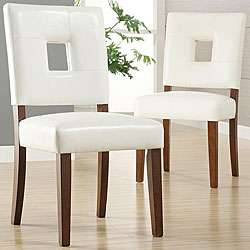 Calvados Faux Leather White Side Chairs (Set of 2)  Overstock
