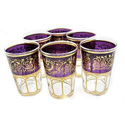 Set of 6 Mek Purple Tea Glasses (Morocco)  