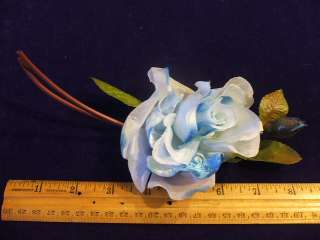 Vintage Millinery Flower Rose Velvet ShadesOf Blue G43  