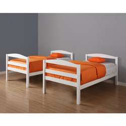 Solid Wood White Twin Bunk Bed  