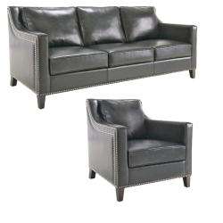 Diesel Black Leather Sofa and Chair  Overstock