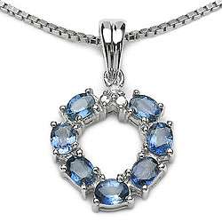 Blue Sapphire and Diamond Necklace  