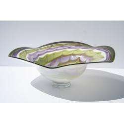 Hand blown Swirled Color Glass Dish  