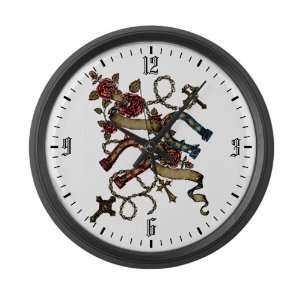  Large Wall Clock Horseshoes Roses and Crosses: Everything 