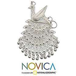 Sterling Silver Royal Peacock Brooch (Indonesia)  