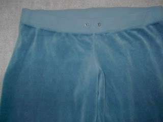 JUICY COUTURE L TEAL VELOUR BASIC TRACK PANTS  