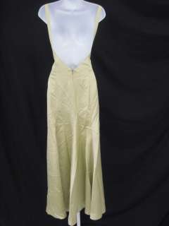NICOLE MILLER Green Silk Sleeveless Long Dress Gown 4  