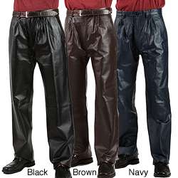 United Face Mens Pleated Leather Pants  