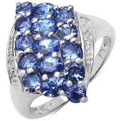 Sterling Silver Tanzanite Cluster Ring (1 4/5ct TGW)  