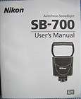 nikon sb 700 autofocus speedlight english instruction manual returns 