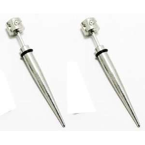  Screw On Cheater Tapers   Rhinestone Stud Silver Cheater 