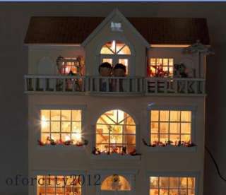 DIY Wooden Doll house Miniature LED Light Dream fairy homes Deluxe 