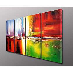 Abstract Hand painted Oil on Canvas Art Set  Overstock