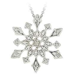 Sterling Silver Diamond Accent Snowflake Necklace  Overstock