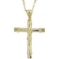   14k over Sterling Silver 24 inch CZ Crucifix Necklace  