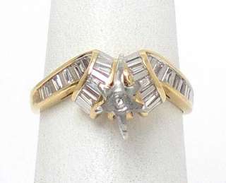 14k GOLD & BAGUETTE DIAMONDS SOLITAIRE MOUNTING RING  