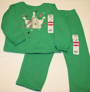 New Baby Girls Green Garanimals 2 Pc Fleece Outfit Pants Top Set 24 