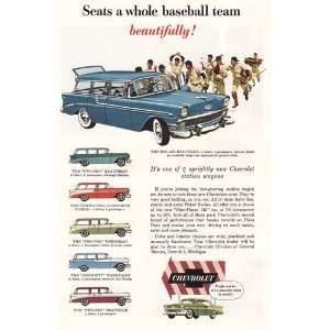  Print Ad 1956 Chevrolet Wagons Baseball Team Chevrolet 