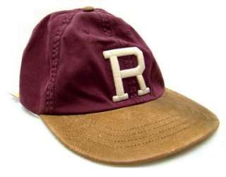 Nwt Rugby Ralph Lauren Burgundy Fitted R Leather Baseball Cap Hat 