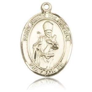  14kt Yellow Gold 1in St Simon Medal Jewelry