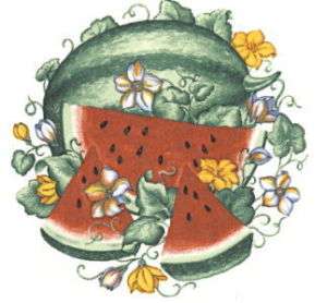 Ceramic Decals Watermelon Fruit Scene Flowers Slices  