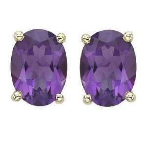 14K Yellow Gold Genuinely Classic Oval Shaped Amethyst Four Prong Set 