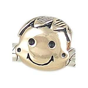  Sterling Silver 14K gp Cute BOY BEAD Fully Compatible with 