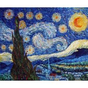   : Starry Night: Vincent van Gogh Hand Painted Art: Home & Kitchen