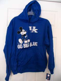 Disney Kentucky Go Big Blue Mickey Mouse Adult Hoodie M  