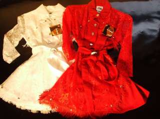 Girls Western Dress Fringe New Red White Lace Pageant Rodeo Contest 78 