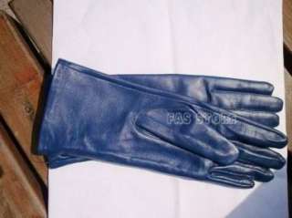 27cm(10.6)longfive buttons real leather gloves*DK blue  