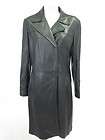 ELIE TAHARI Black Leather Full Length Jacket Coat Sz S