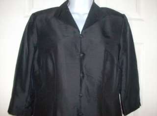 Talbots Petites Silk Black 3/4 Sleeve Dressy Blouse 6  