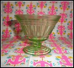 Vintage Green Depression Glass Lined Sherbert Dessert Cup Bowl  