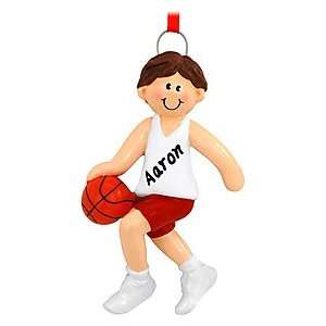  Personalized Brunette Basketball Boy Ornament