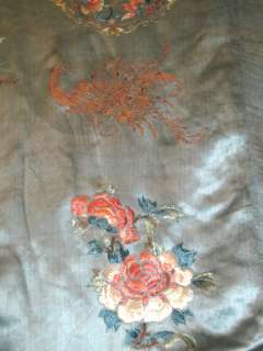 Antique Chinese Silk Hand Embroidered Robe w/ Scorpions  