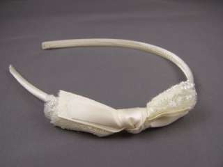 Ribbon lace bow thin skinny 1/4 wide satin headband  