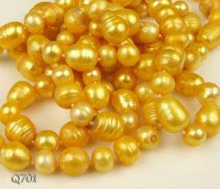 Rice Yellow Cultured Pearl Beads Necklace 48  