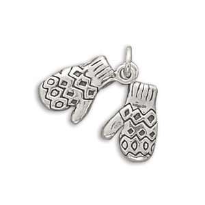  Oxidized Sterling Silver Two Mittens Charm Jewelry