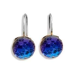   Silver Blue & Purple Faceted Crystal Earrings 