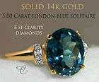 Brand New Solid 14k Gold 5.06 Ct. London Blue Topaz & Si Clarity 